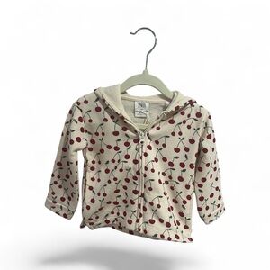Zara Cream Hoodie with Red Cherry Print